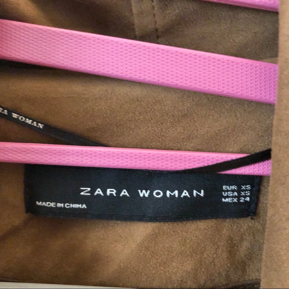 Zara Vegan Suede Leather Moto Brown Jacket XS - Picture 8 of 10